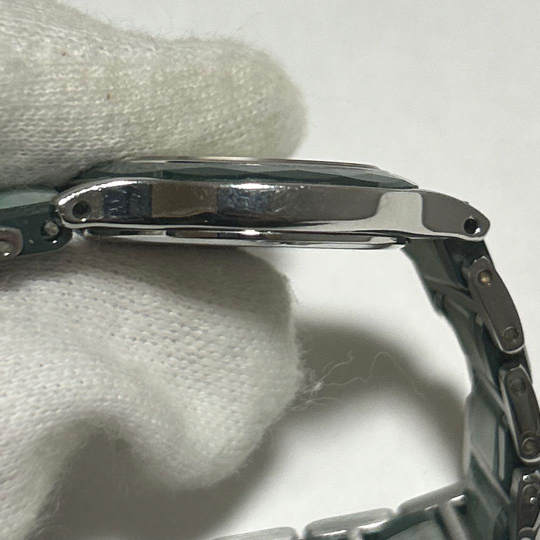 稼働 モンテキング Montre King 18KWG 翡翠 4Pダイヤ 腕時計