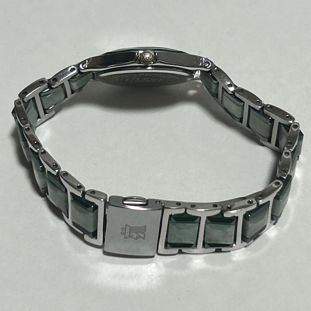 稼働 モンテキング Montre King 18KWG 翡翠 4Pダイヤ 腕時計