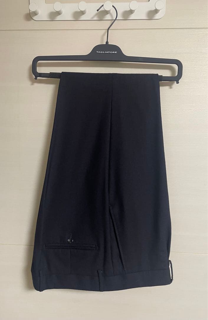タリアトーレSUPER100'sウールフランネル1プリーツパンツ　ネイビー52