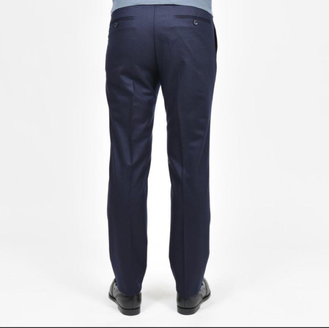 タリアトーレSUPER100'sウールフランネル1プリーツパンツ　ネイビー52