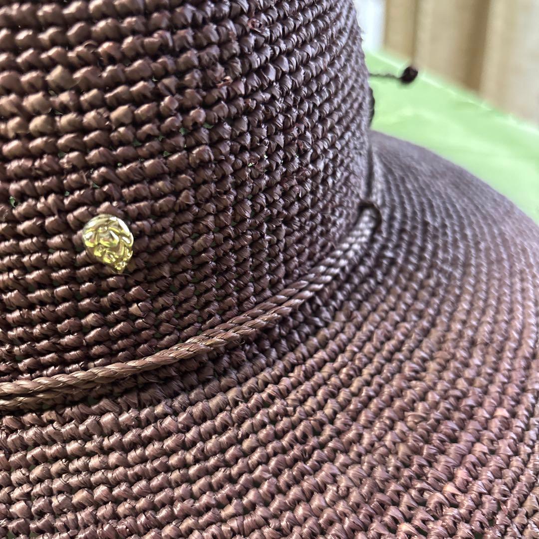 ヘレンカミンスキー　麦わら帽子　ブラウン　ボルドー