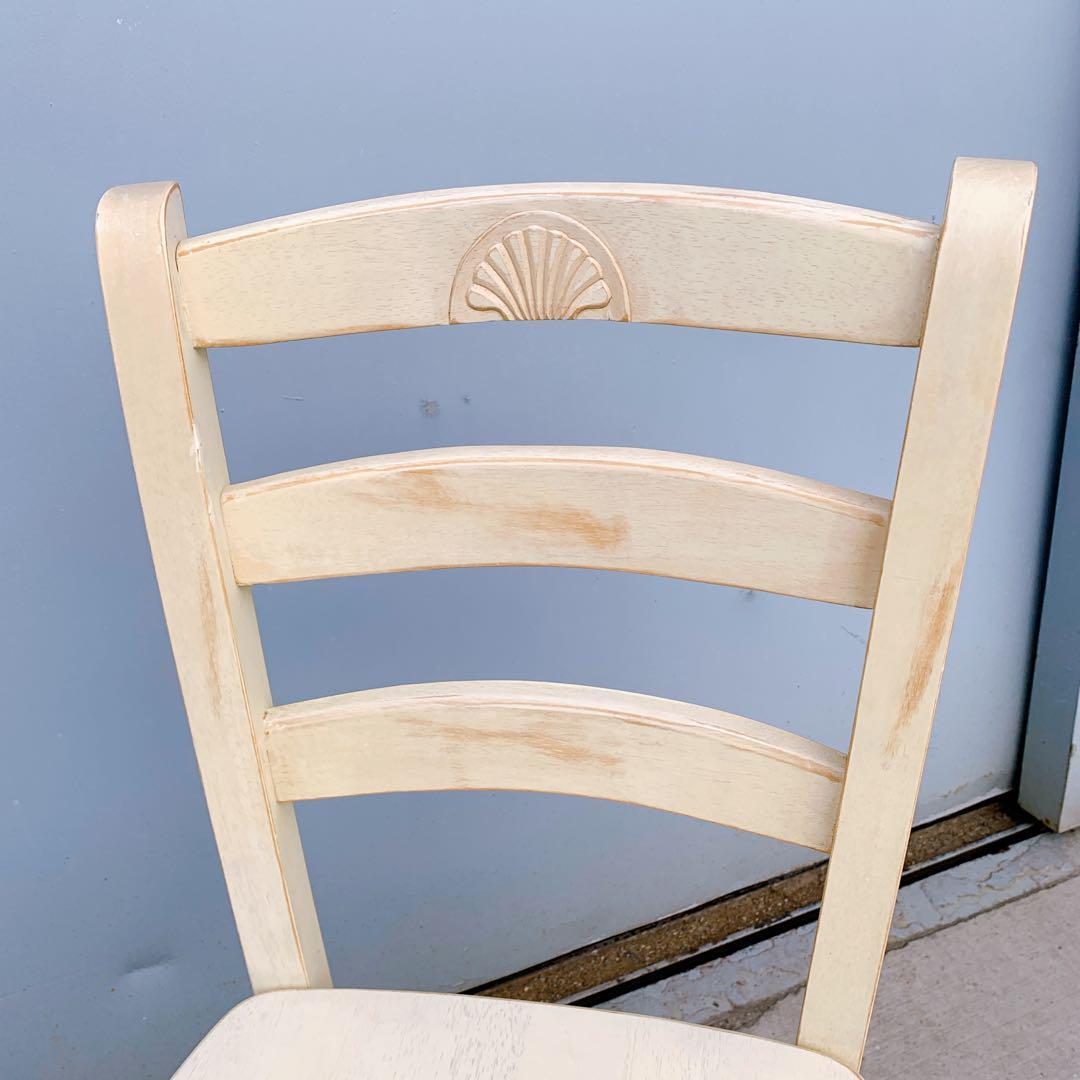 【美品】シャビー ダイニングチェア 木製 アンティーク調 ビンテージ 椅子①