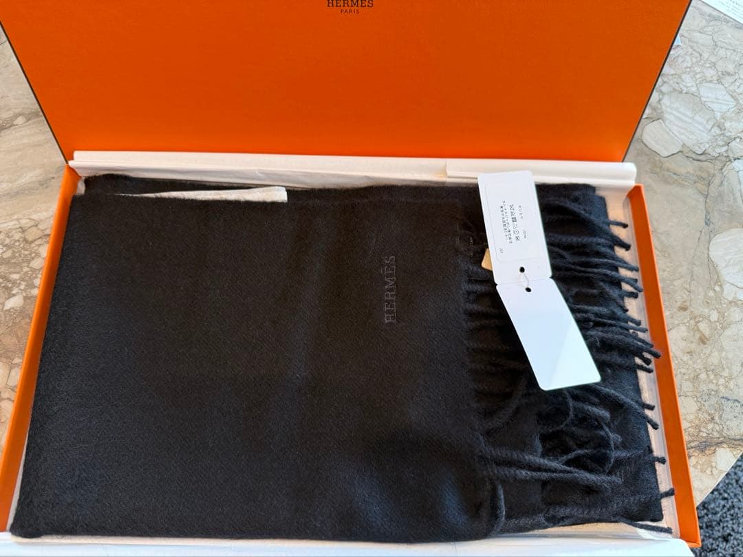 HERMES ブラック カシミヤ マフラー 新品