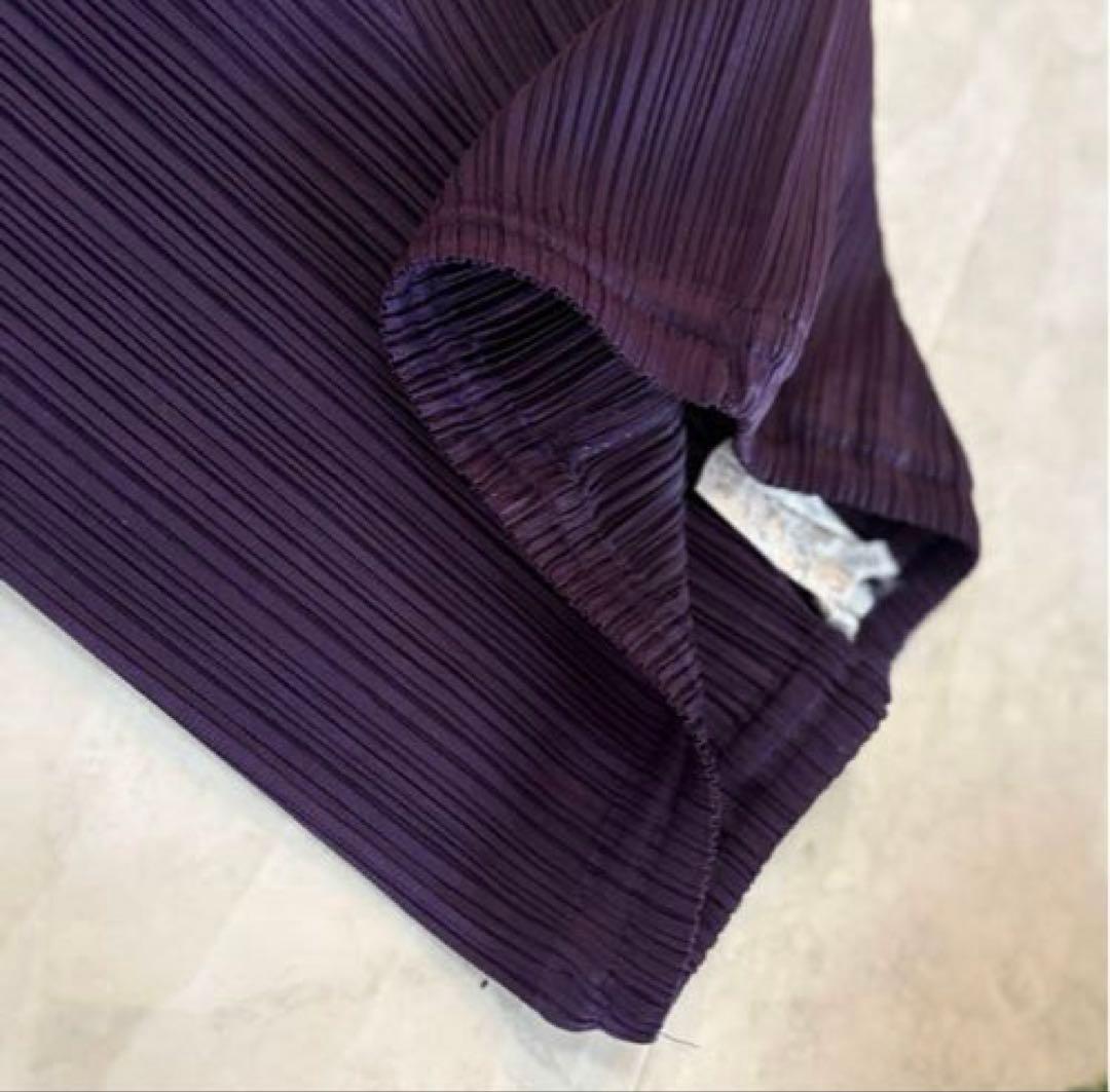美品　プリーツプリーズ　ストレート　パンツ　3サイズ　紫