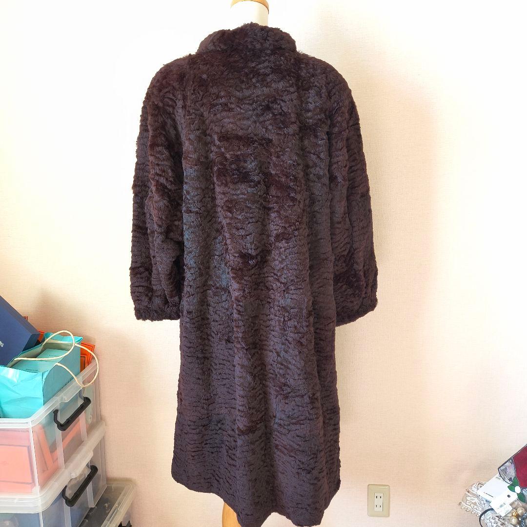 Altima シェアードミンク ロングコート えんじ色 フリーサイズ