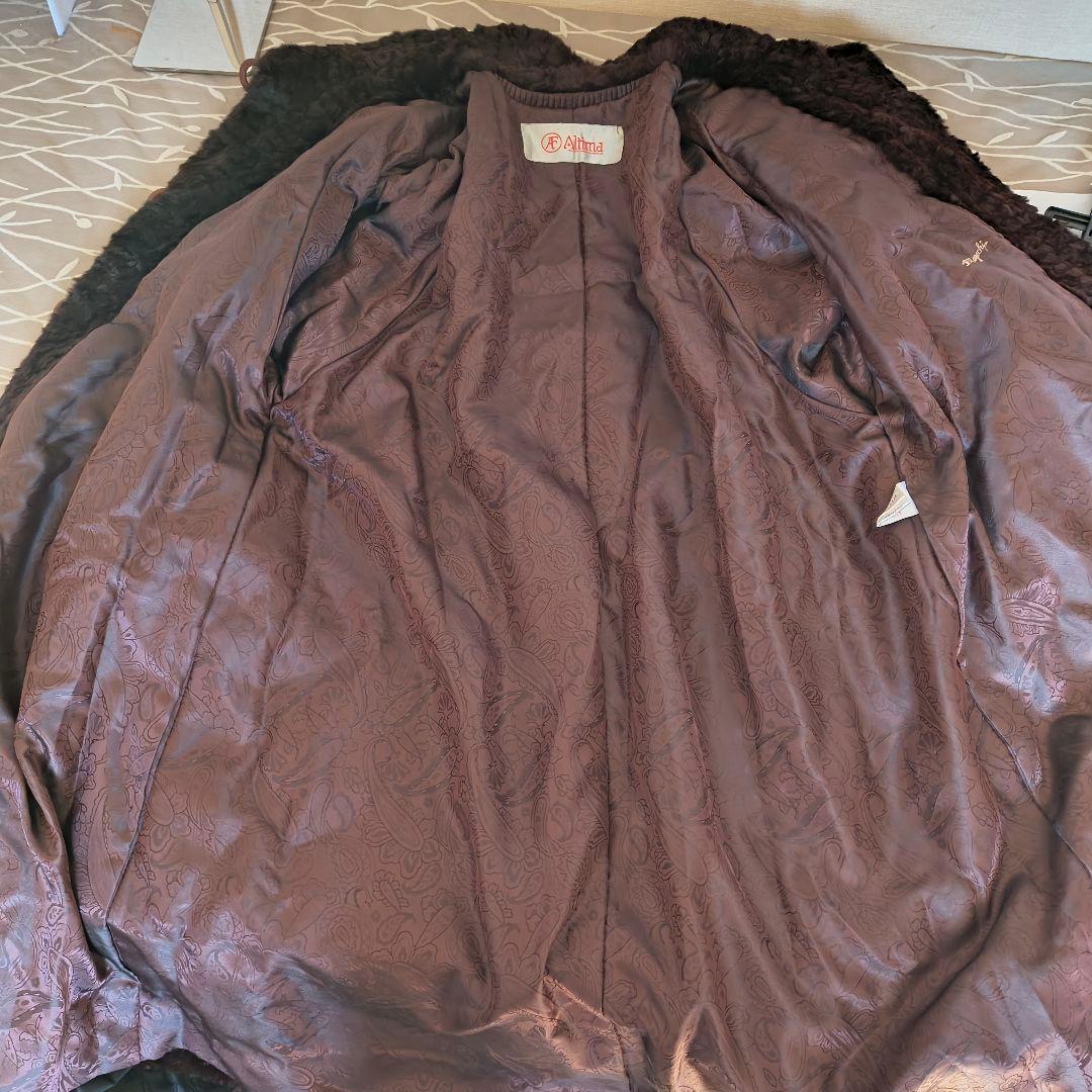 Altima シェアードミンク ロングコート えんじ色 フリーサイズ