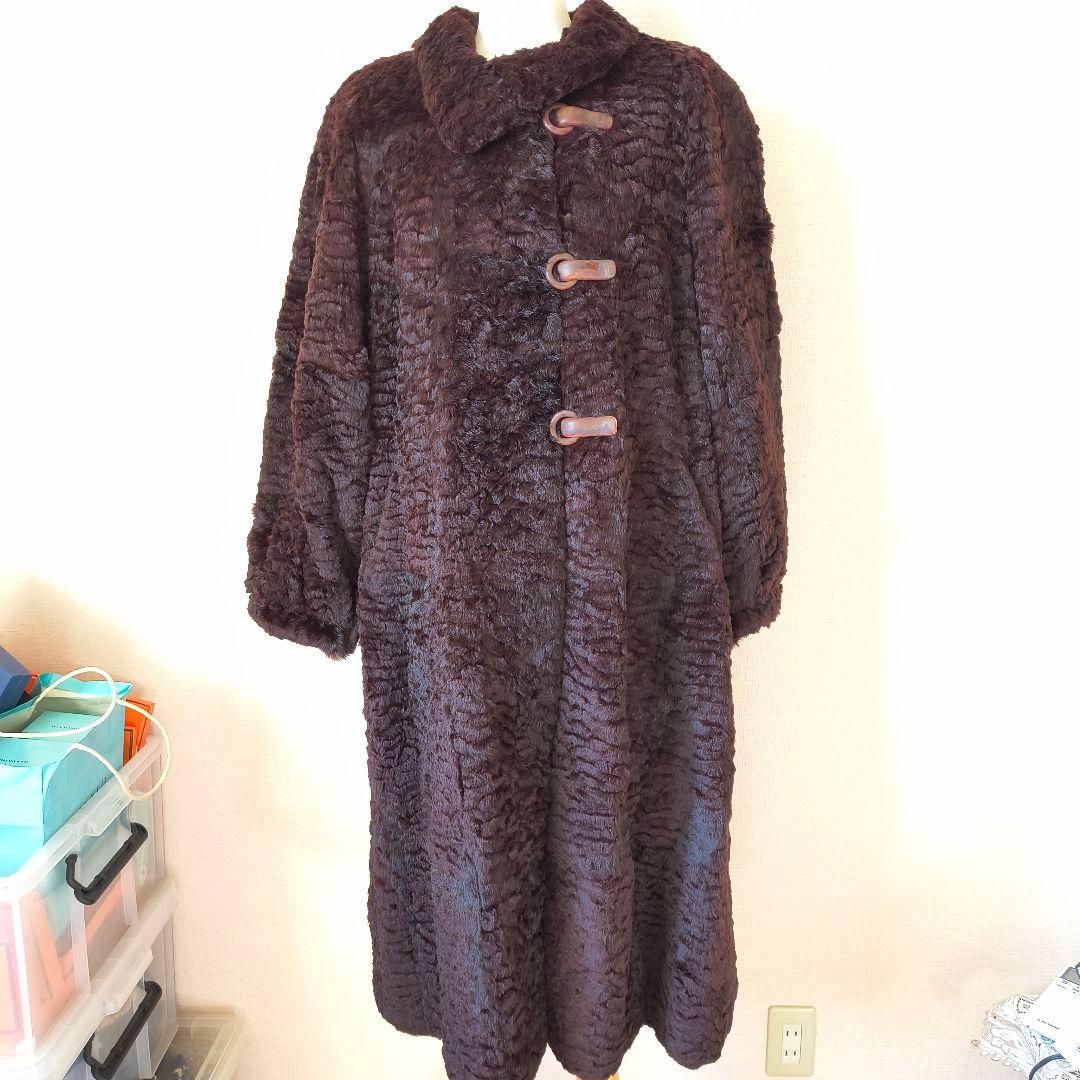 Altima シェアードミンク ロングコート えんじ色 フリーサイズ