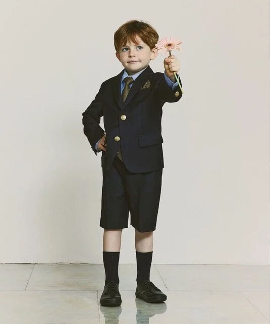 試着のみ☆120グリーンレーベルリラクシング　ネイビー スーツ　金ボタン　130