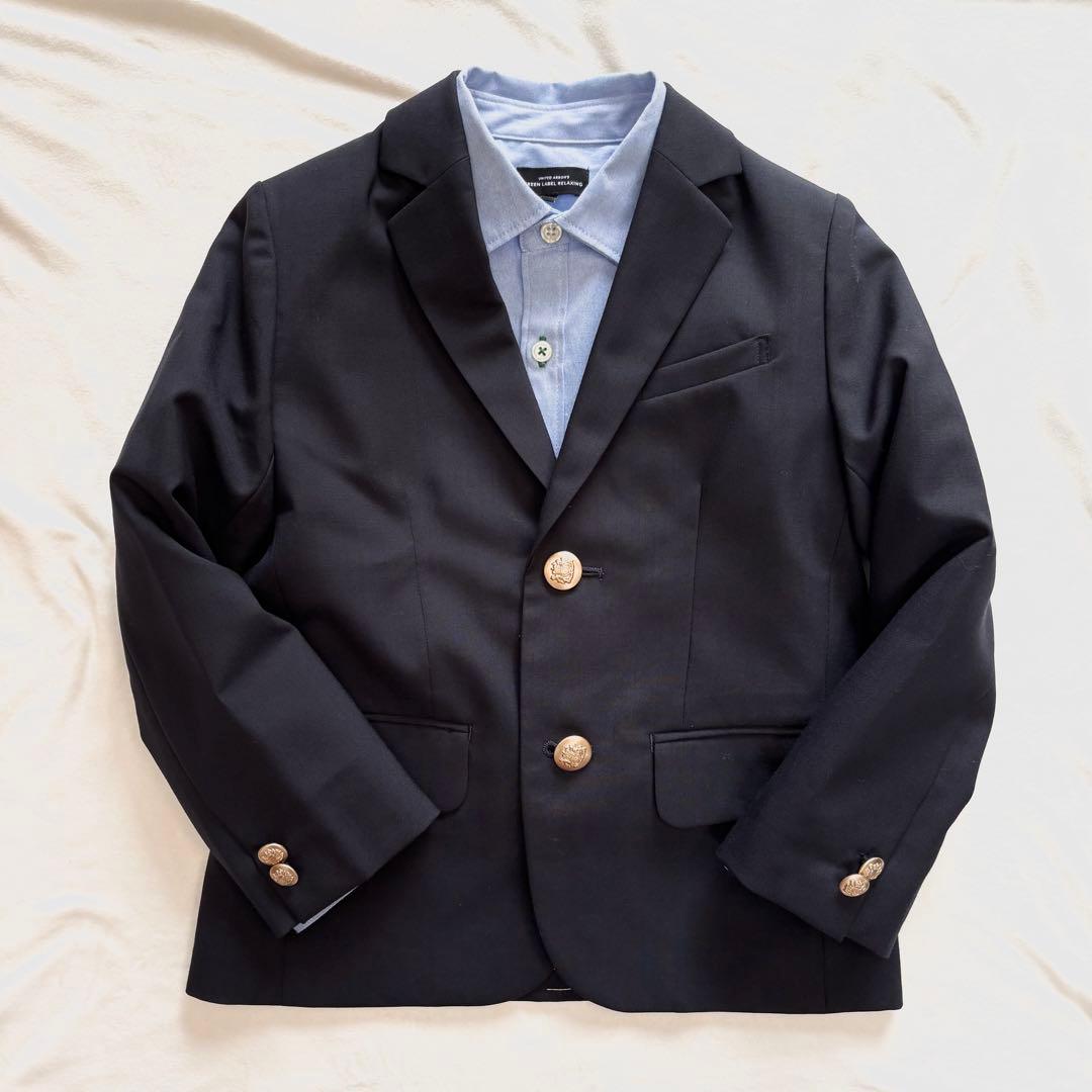試着のみ☆120グリーンレーベルリラクシング　ネイビー スーツ　金ボタン　130