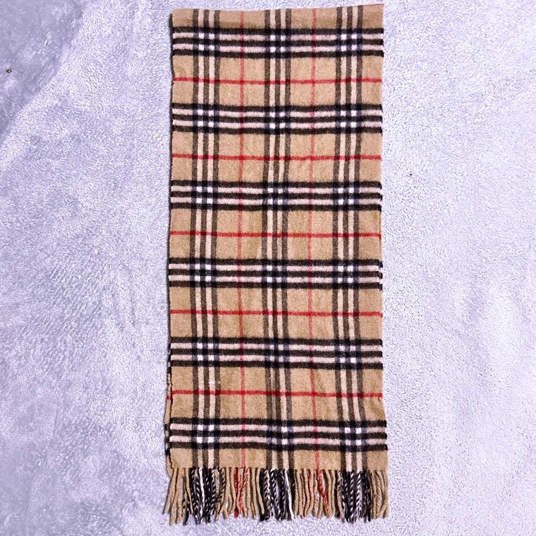 カシミヤ100%【未使用級】バーバリー マフラー ノバチェック フリンジ