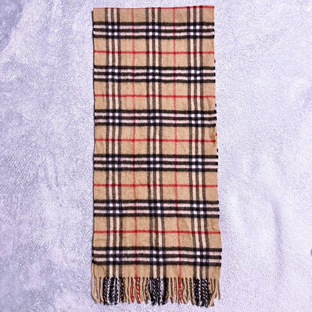 カシミヤ100%【未使用級】バーバリー マフラー ノバチェック フリンジ