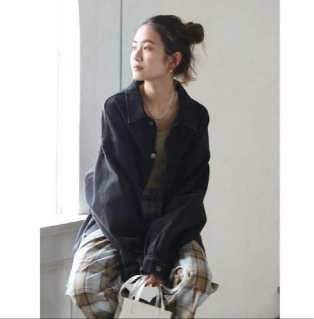 ungrid ビックシルエットデニムジャケット ブラックデニム