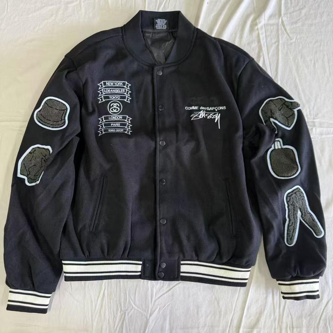 CDG X Stussy Varsity Jacket 黒M