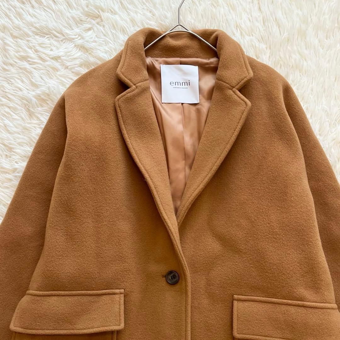 美品✨ emmi　エミ　リサイクルウールロングコート　キャメル