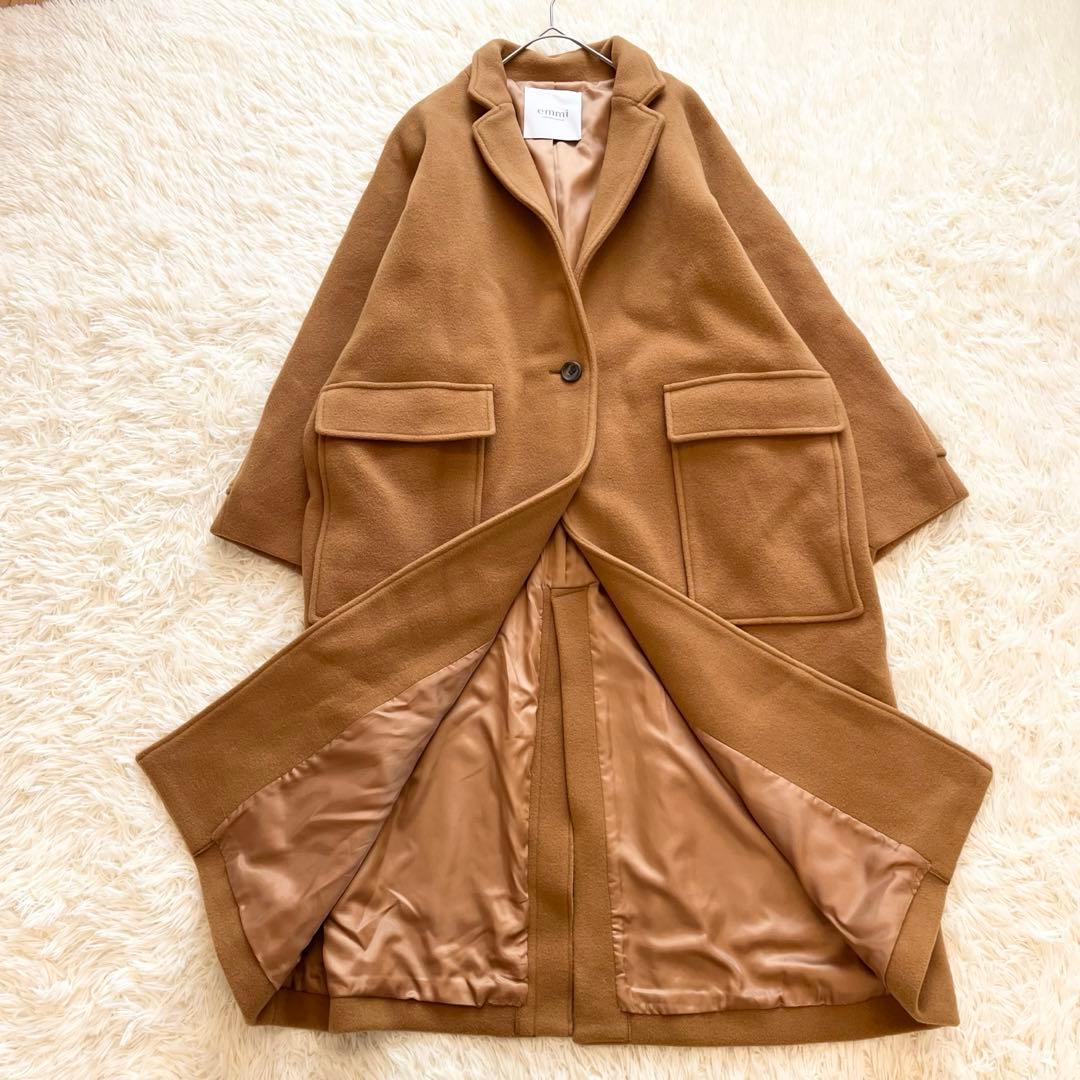 美品✨ emmi　エミ　リサイクルウールロングコート　キャメル