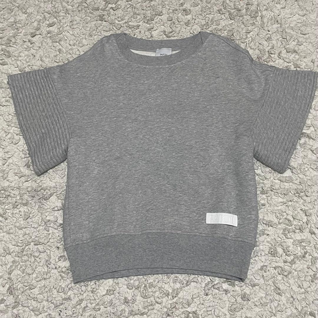【美品】PATOU オーガニックコットン オーバーステッチ半袖スウェットシャツ