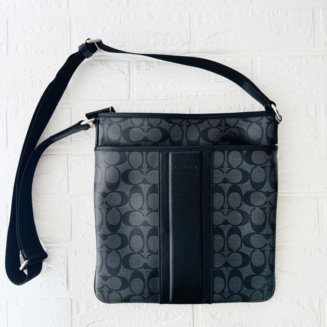 COACHコーチ 【新品未使用】レザー シグネチャー　ショルダーバッグ ブラック