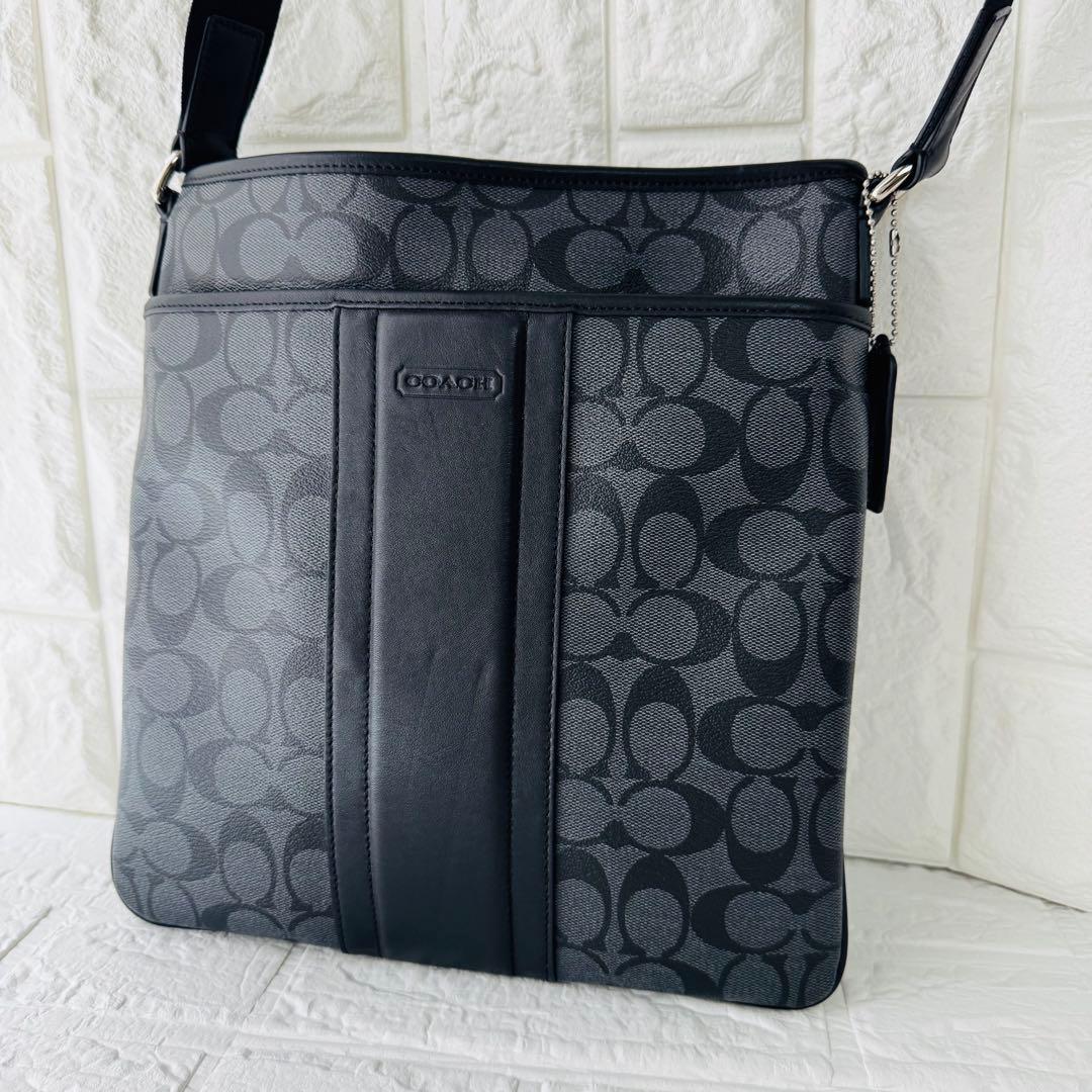 COACHコーチ 【新品未使用】レザー シグネチャー　ショルダーバッグ ブラック