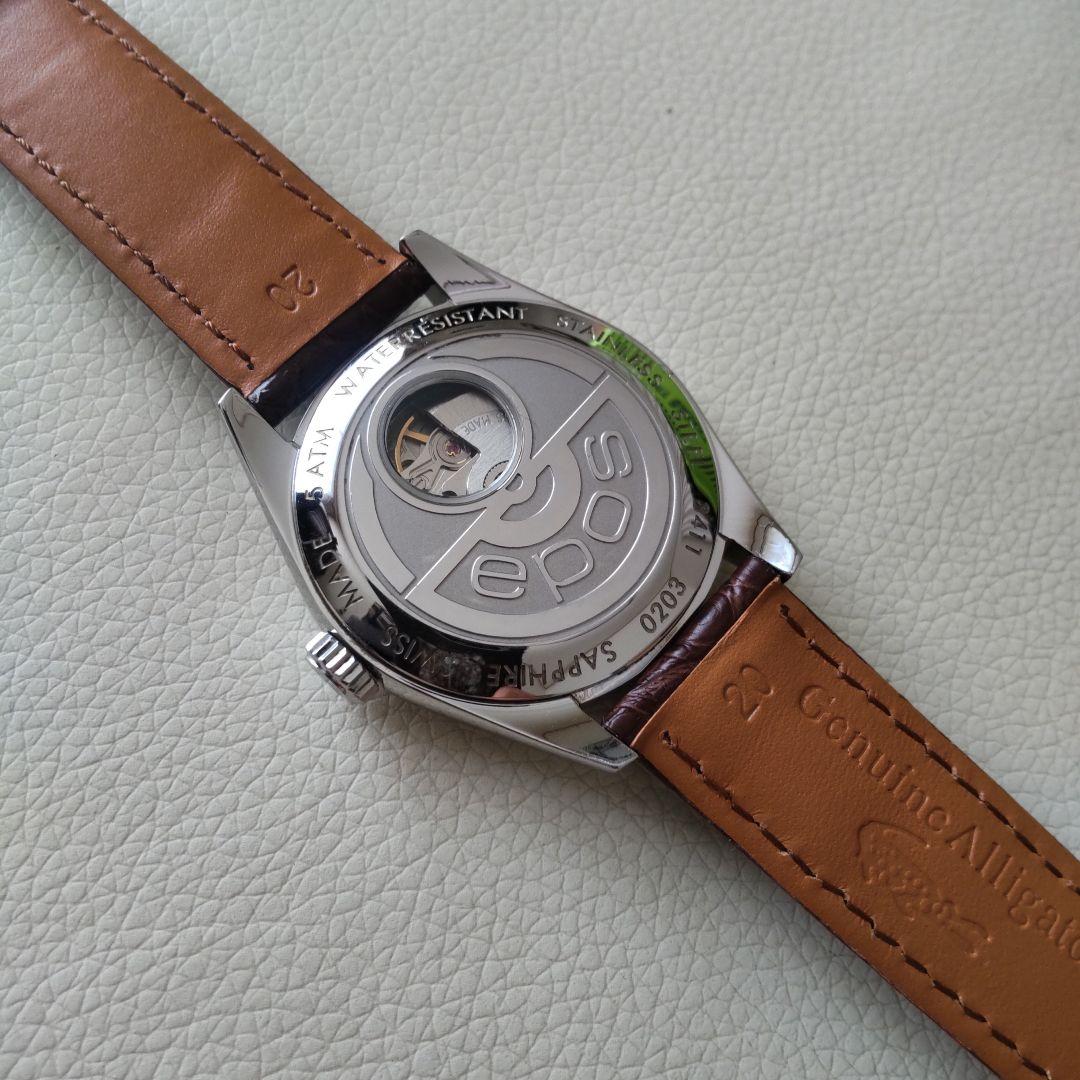 【ジャンク】EPOS オートマチック ・デイト　 ブラウンクロコレザー