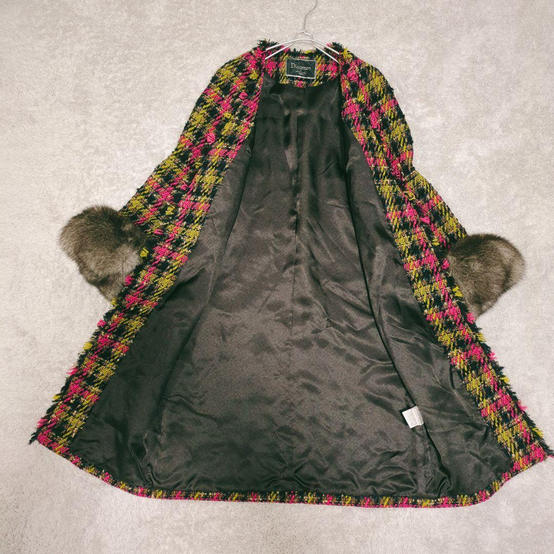 ダイアグラム グレースコンチネンタル フォックスファー ツイード コート