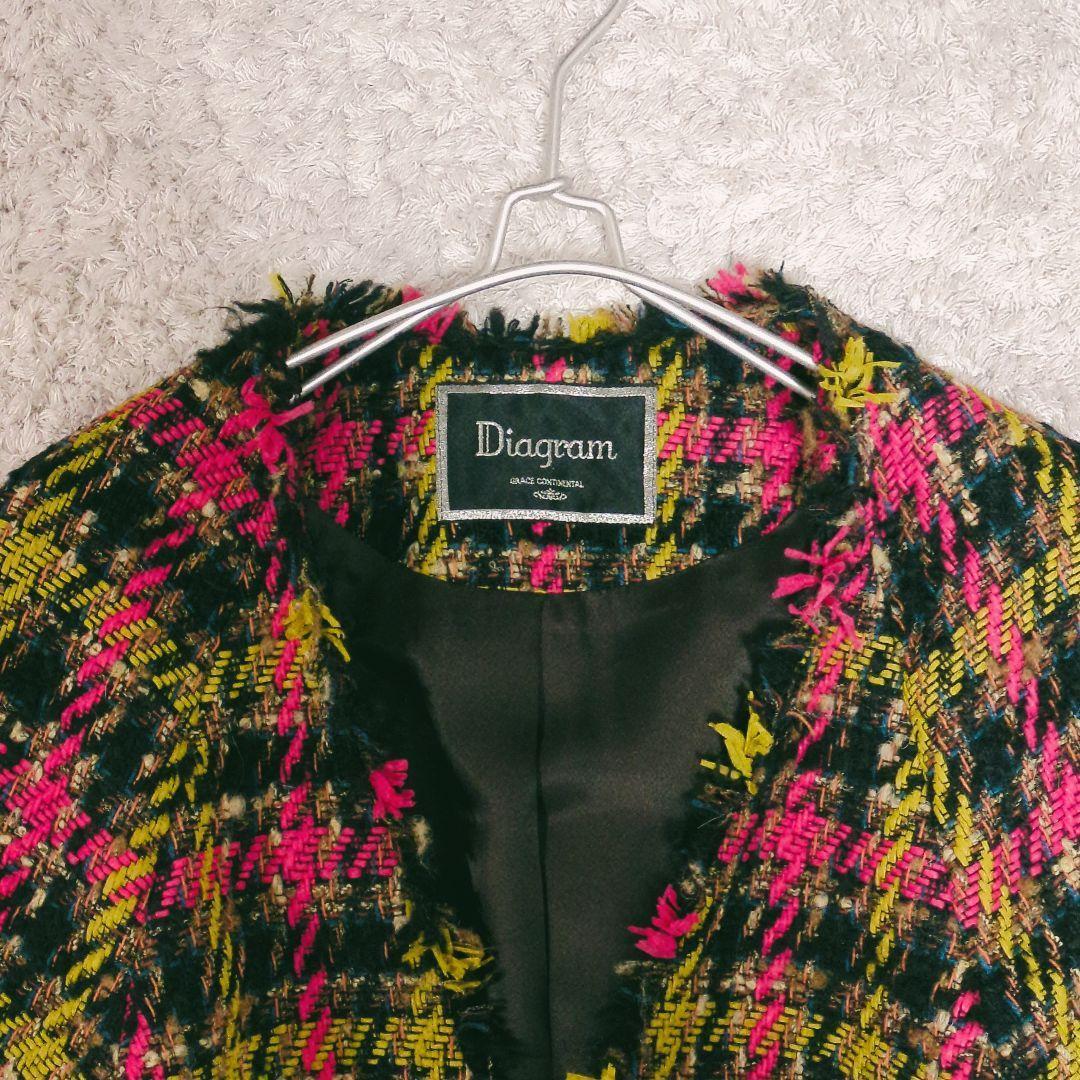 ダイアグラム グレースコンチネンタル フォックスファー ツイード コート