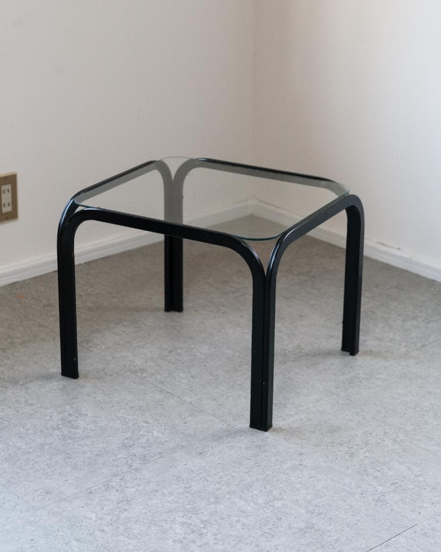 アイアンフレーム コーヒー ローテーブル ガラストップ 昭和レトロ モダン
