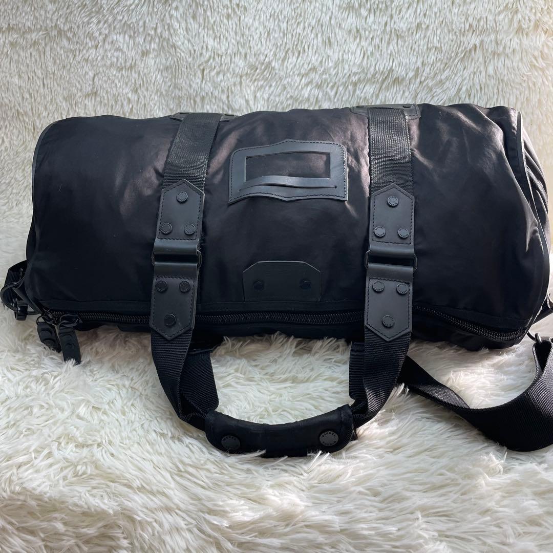 【美品】ディーゼル 2way ボストンバッグ ドラムバッグ ナイロン レザー 黒
