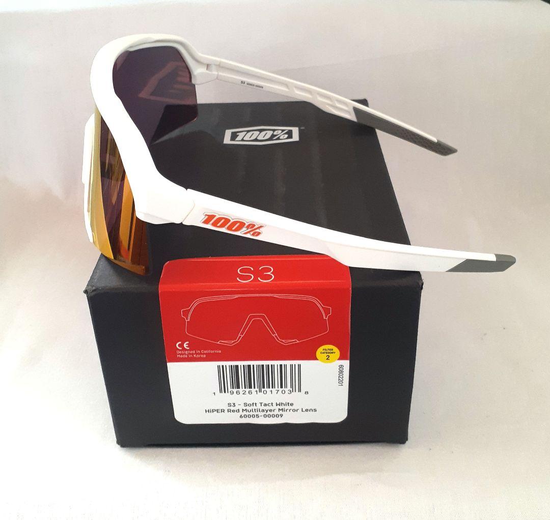 100% S3 ホワイト レッド ワンハンドレッド サングラス