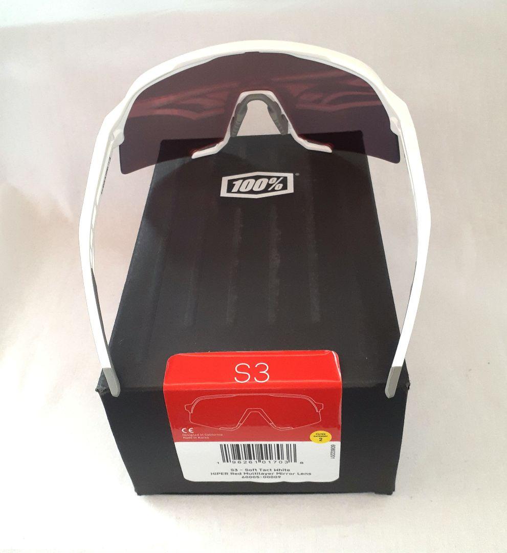 100% S3 ホワイト レッド ワンハンドレッド サングラス