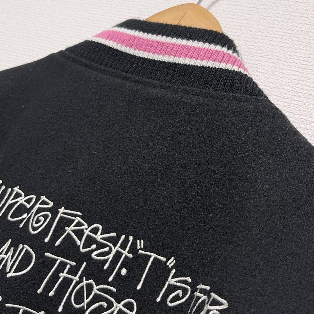 美品　STUSSY S TALK MELTON VARSITY JACKET