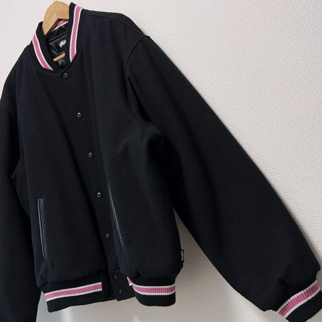 美品　STUSSY S TALK MELTON VARSITY JACKET