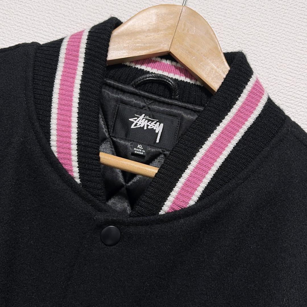 美品　STUSSY S TALK MELTON VARSITY JACKET