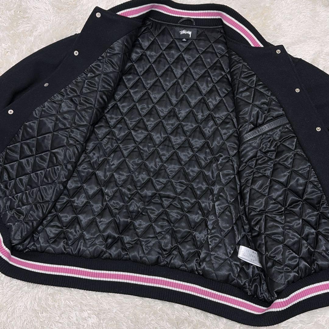 美品　STUSSY S TALK MELTON VARSITY JACKET
