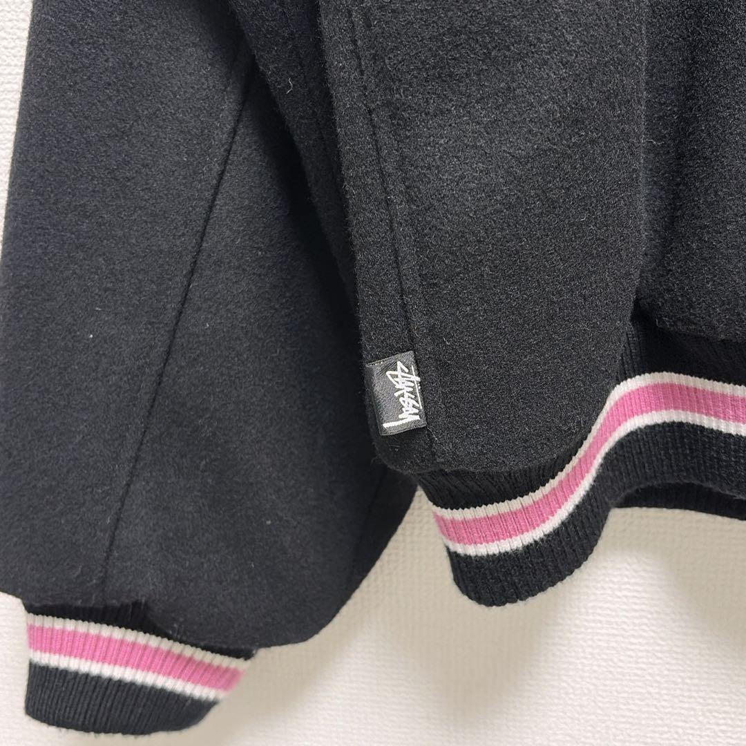 美品　STUSSY S TALK MELTON VARSITY JACKET