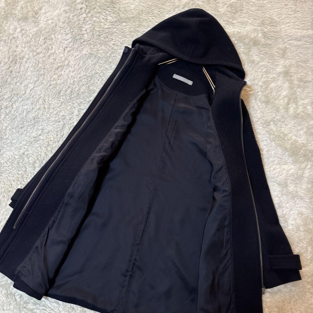 美品＊セオリーリュクスtheory luxeネイビー フード付き ロングコート