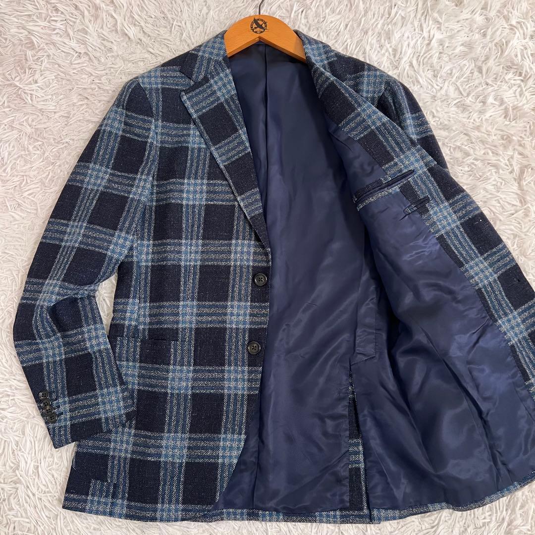 美品✨ビームス ジャケット カノニコ シルク リネン チェック柄 総裏 段返り