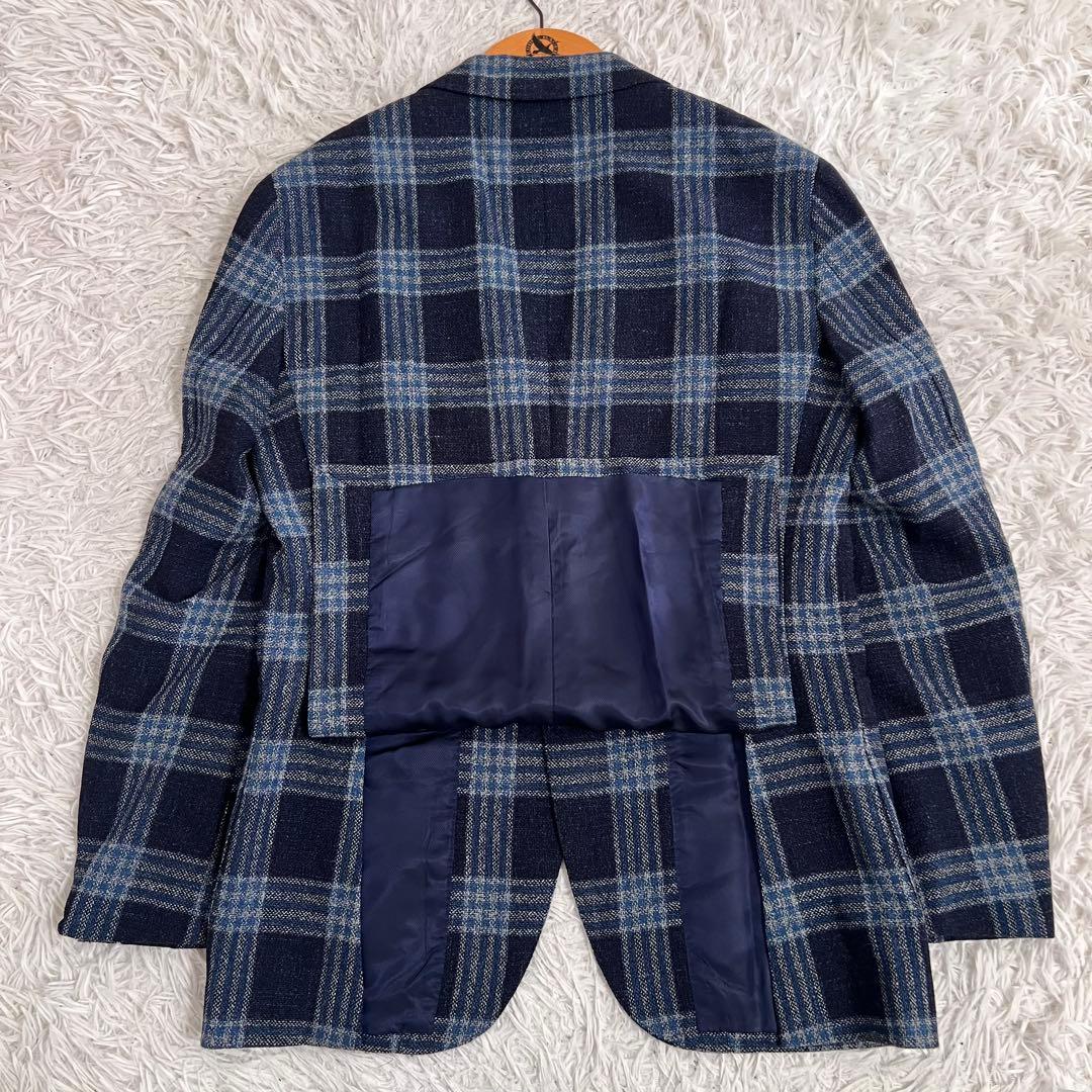 美品✨ビームス ジャケット カノニコ シルク リネン チェック柄 総裏 段返り
