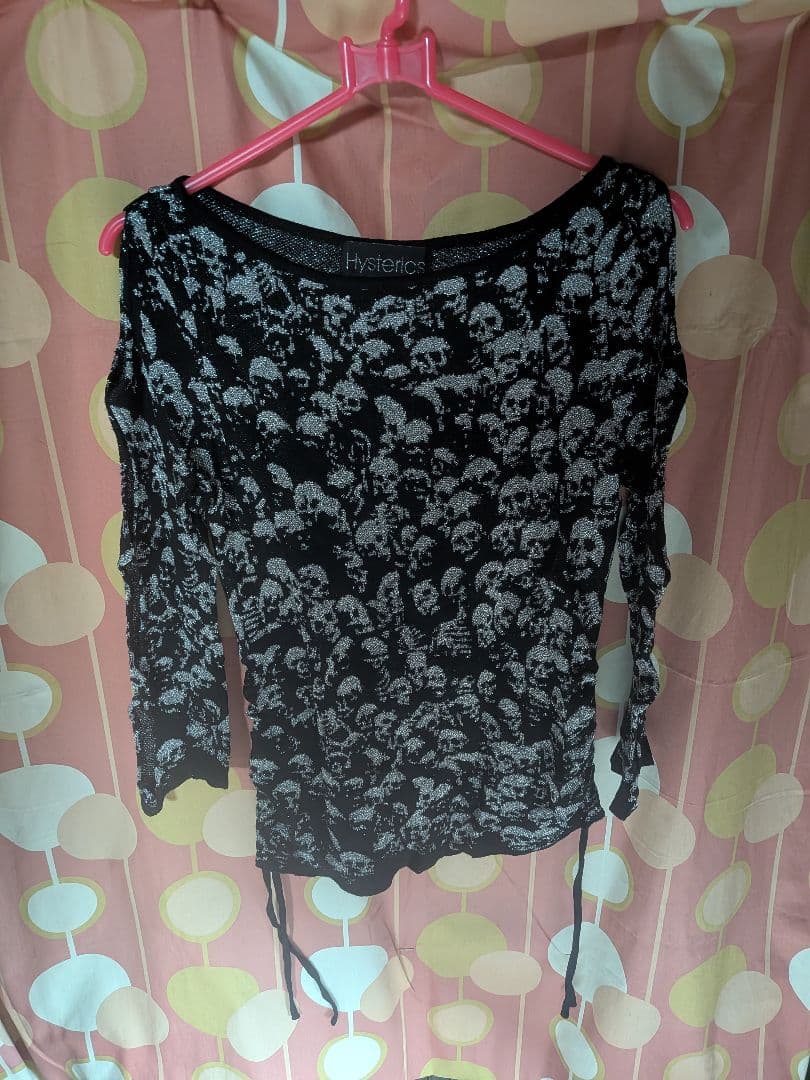 Hysterics スカルプリント長袖ラメニットカットソー　ヒステリックグラマー