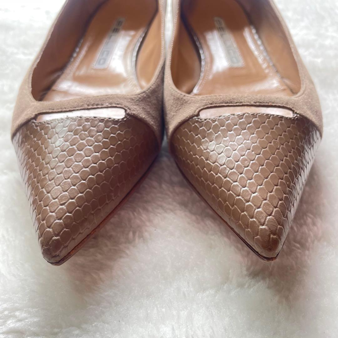PELLUCOペリーコ アネッリ クロコ型押 フラットシューズ ポインテッドトゥ