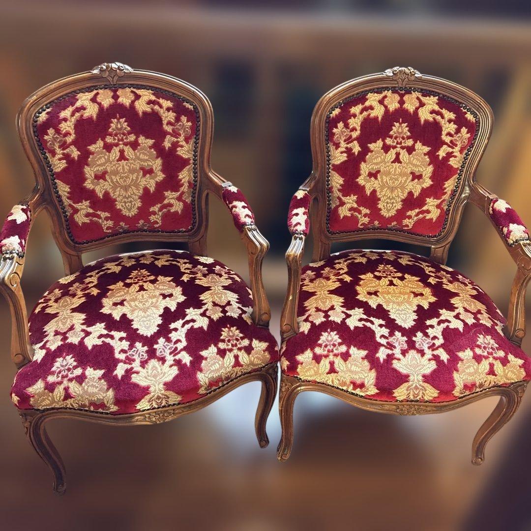 直接引き取り限定　金華山張　椅子2脚セット　ロココ調