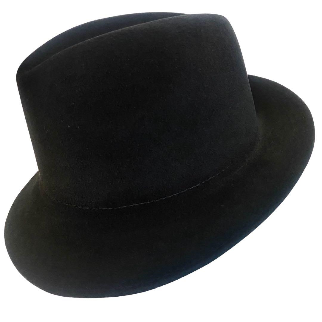 1540【新品 Tokiohat】高級中折れ帽★ハット★ラビットファー★ブラック