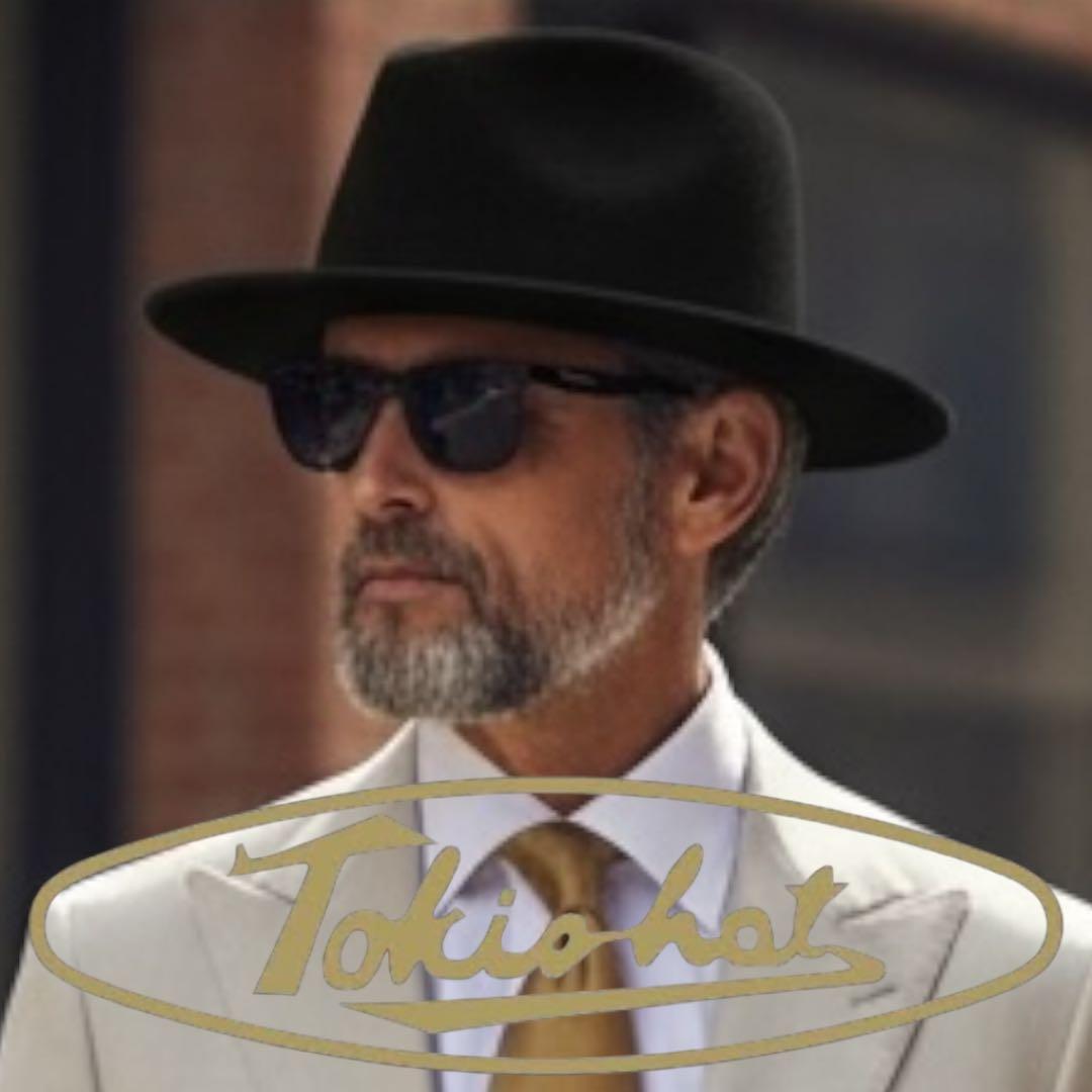 1540【新品 Tokiohat】高級中折れ帽★ハット★ラビットファー★ブラック