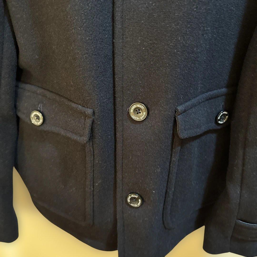 BEAMS HEART ネイビー ウールドンキー襟コート
