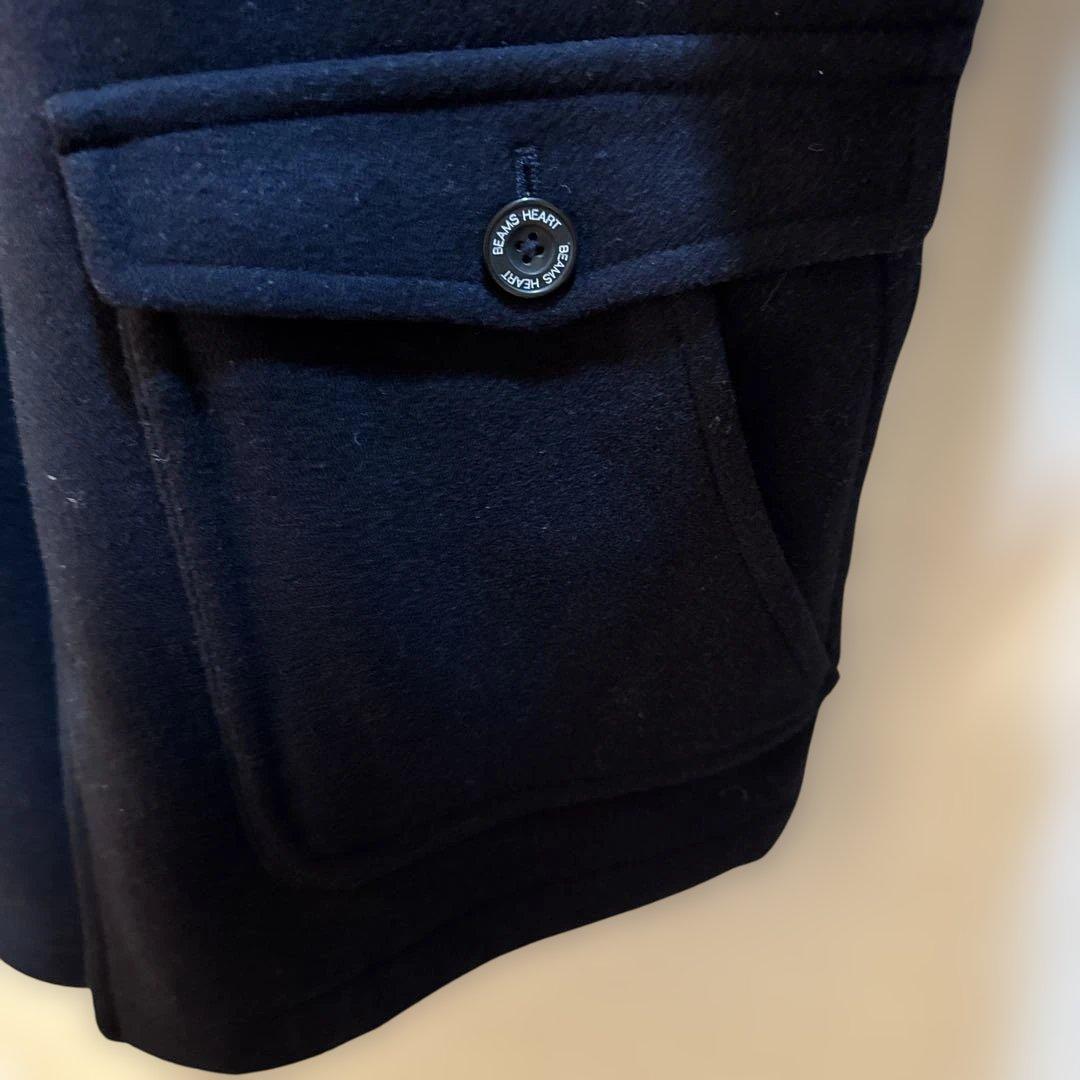 BEAMS HEART ネイビー ウールドンキー襟コート