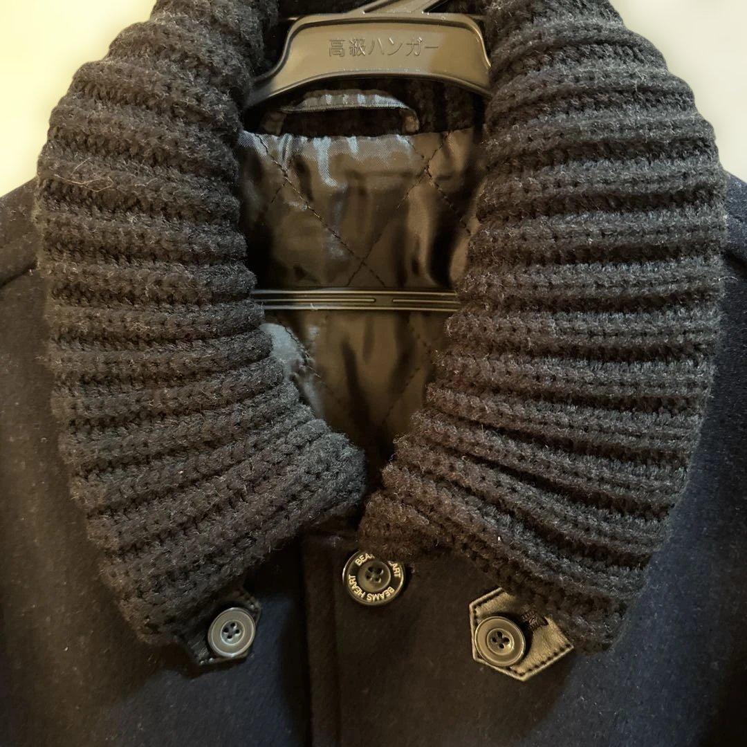 BEAMS HEART ネイビー ウールドンキー襟コート