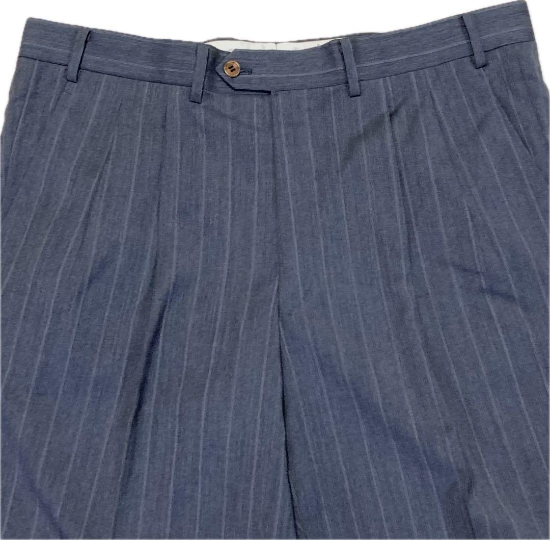 未使用★ダーバンpiu♂ピュアウールシングル2Bスーツ★ライトグレーストライプ