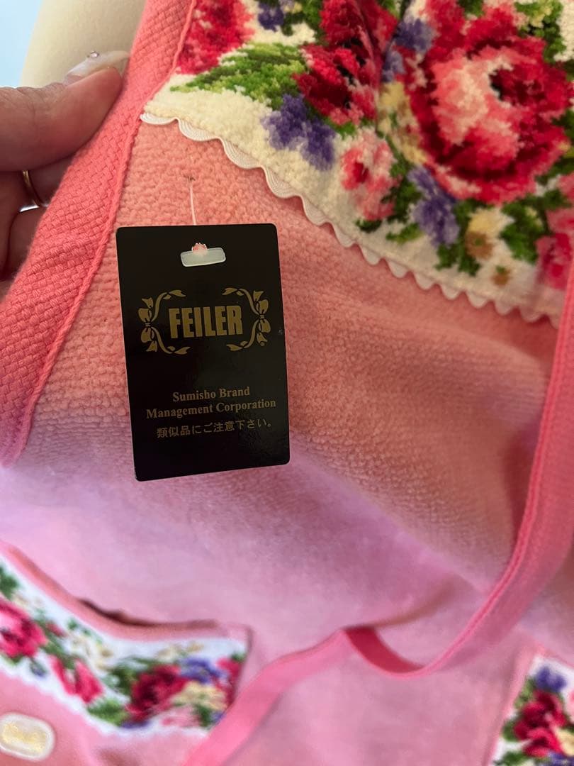 FEILER 新品タグ付　花柄エプロン ピンク