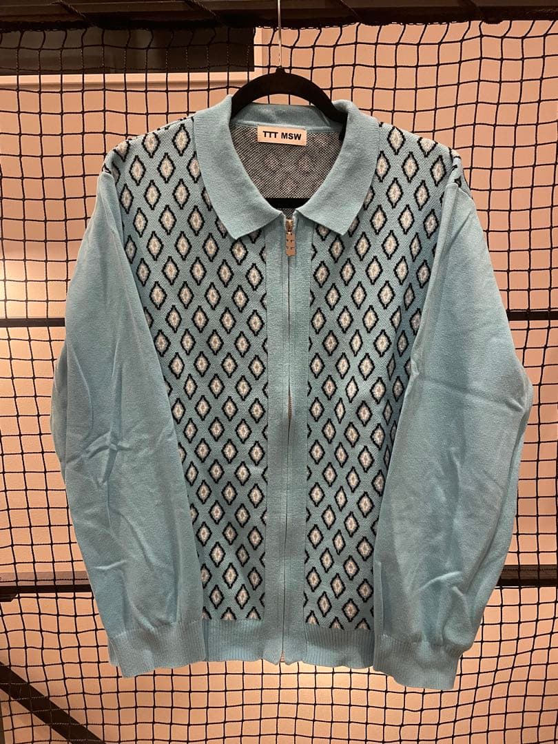 TTT MSW 水色 ダイヤモンドパターン カーディガン