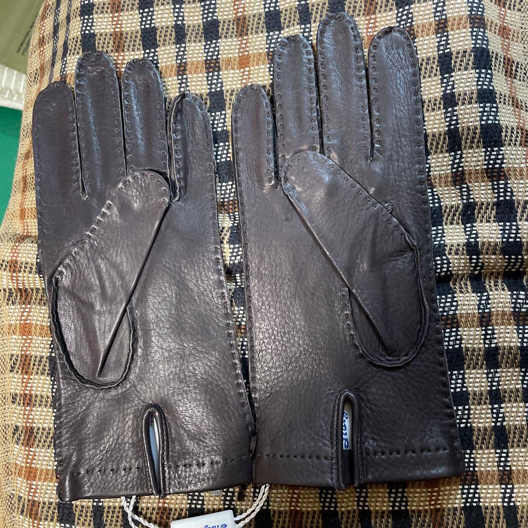 【シボ感美しい逸品】新品タグ付/ディアスキン本革レザー手袋italguant
