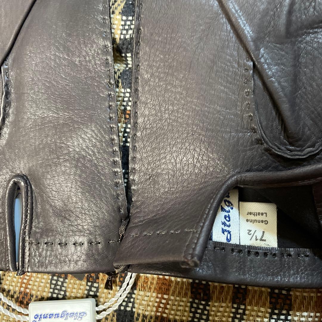 【シボ感美しい逸品】新品タグ付/ディアスキン本革レザー手袋italguant